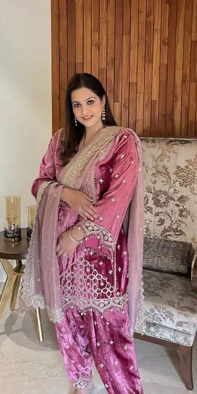 NSR 877 Pink in Viscose Velvet Lace Work & Embroidery Work Salwar Suit . Affordable Price ₹2149. Delivery 4-6 Working Days. Shop now. | Lehenga, Bollywood Lehenga, Creative Lehenga, Designer Lehenga, Embroidered Lehenga, Party Wear Lehenga