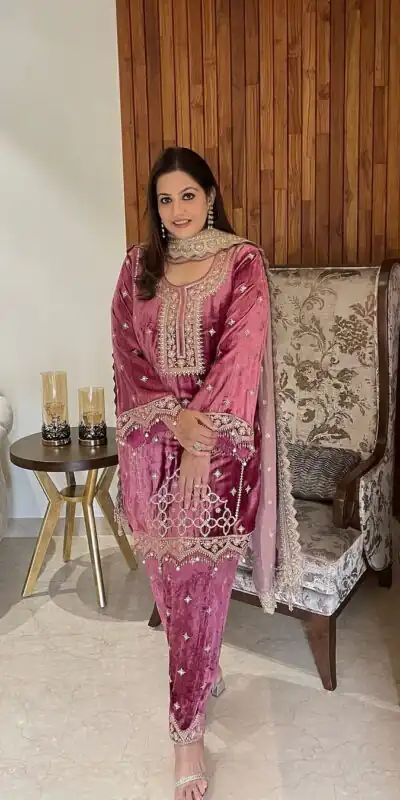 NSR 877 Pink in Viscose Velvet Lace Work & Embroidery Work Salwar Suit . Affordable Price ₹2149. Delivery 4-6 Working Days. Shop now. | Lehenga, Bollywood Lehenga, Creative Lehenga, Designer Lehenga, Embroidered Lehenga, Party Wear Lehenga