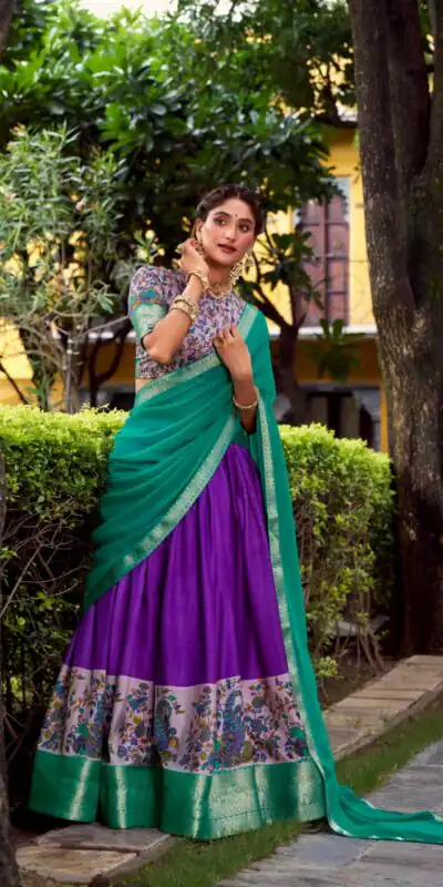 Alternative view of Purple Aastha Silk Lace Zari Work Lehenga Choli