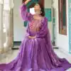Purple Fendy Silk Embroidery Work Gown
