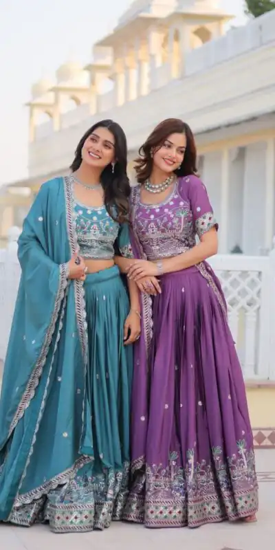 Ram 064 Purple Pure Chinon Lehenga Choli with Embroidery Work. Introductory Price ₹3049. Delivery 4-6 Working Days. Shop now. | Lehenga, Bollywood Lehenga, Creative Lehenga, Designer Lehenga, Embroidered Lehenga, Party Wear Lehenga