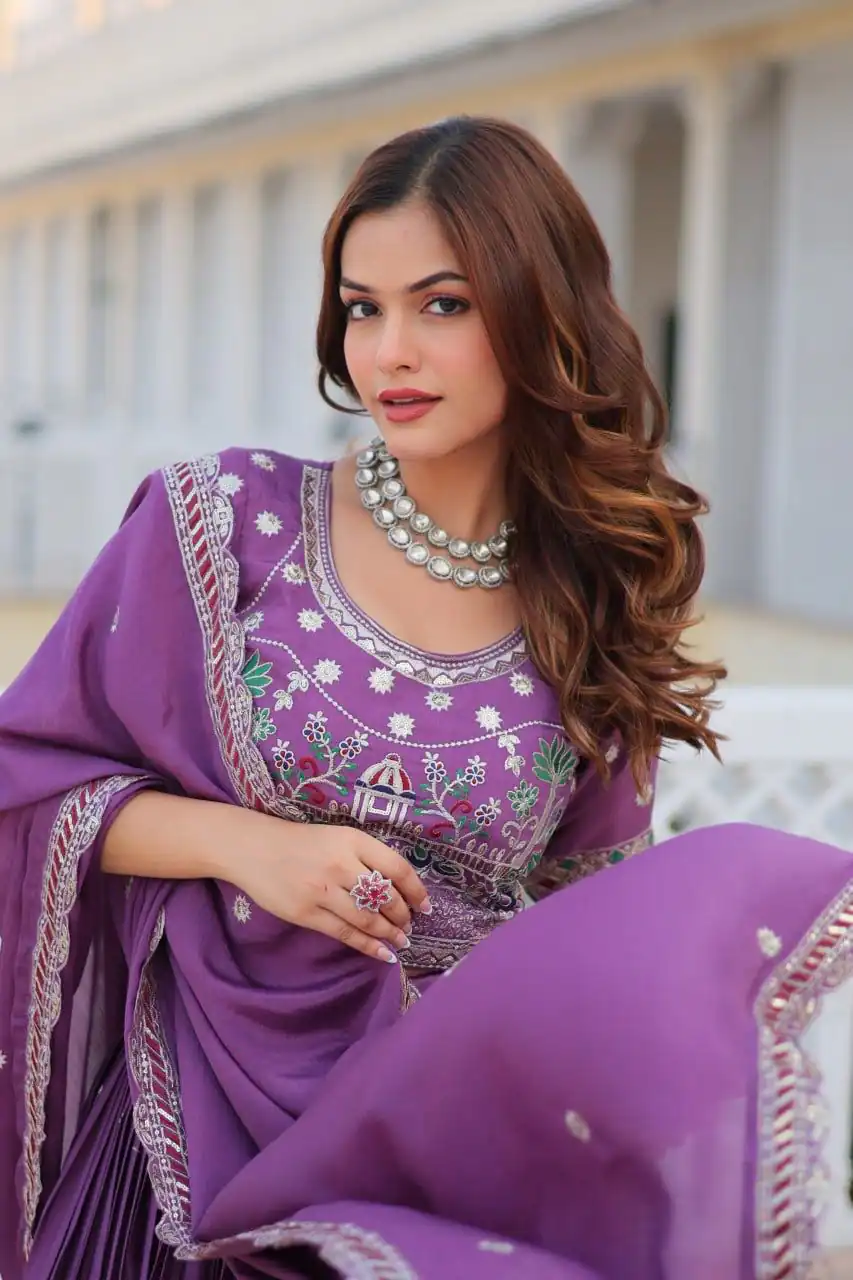 Ram 064 Purple Pure Chinon Lehenga Choli with Embroidery Work. Introductory Price ₹3049. Delivery 4-6 Working Days. Shop now. | Lehenga, Bollywood Lehenga, Creative Lehenga, Designer Lehenga, Embroidered Lehenga, Party Wear Lehenga