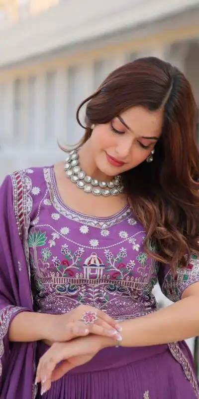 Ram 064 Purple Pure Chinon Lehenga Choli with Embroidery Work. Introductory Price ₹3049. Delivery 4-6 Working Days. Shop now. | Lehenga, Bollywood Lehenga, Creative Lehenga, Designer Lehenga, Embroidered Lehenga, Party Wear Lehenga