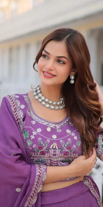 Ram 064 Purple Pure Chinon Lehenga Choli with Embroidery Work. Introductory Price ₹3049. Delivery 4-6 Working Days. Shop now. | Lehenga, Bollywood Lehenga, Creative Lehenga, Designer Lehenga, Embroidered Lehenga, Party Wear Lehenga