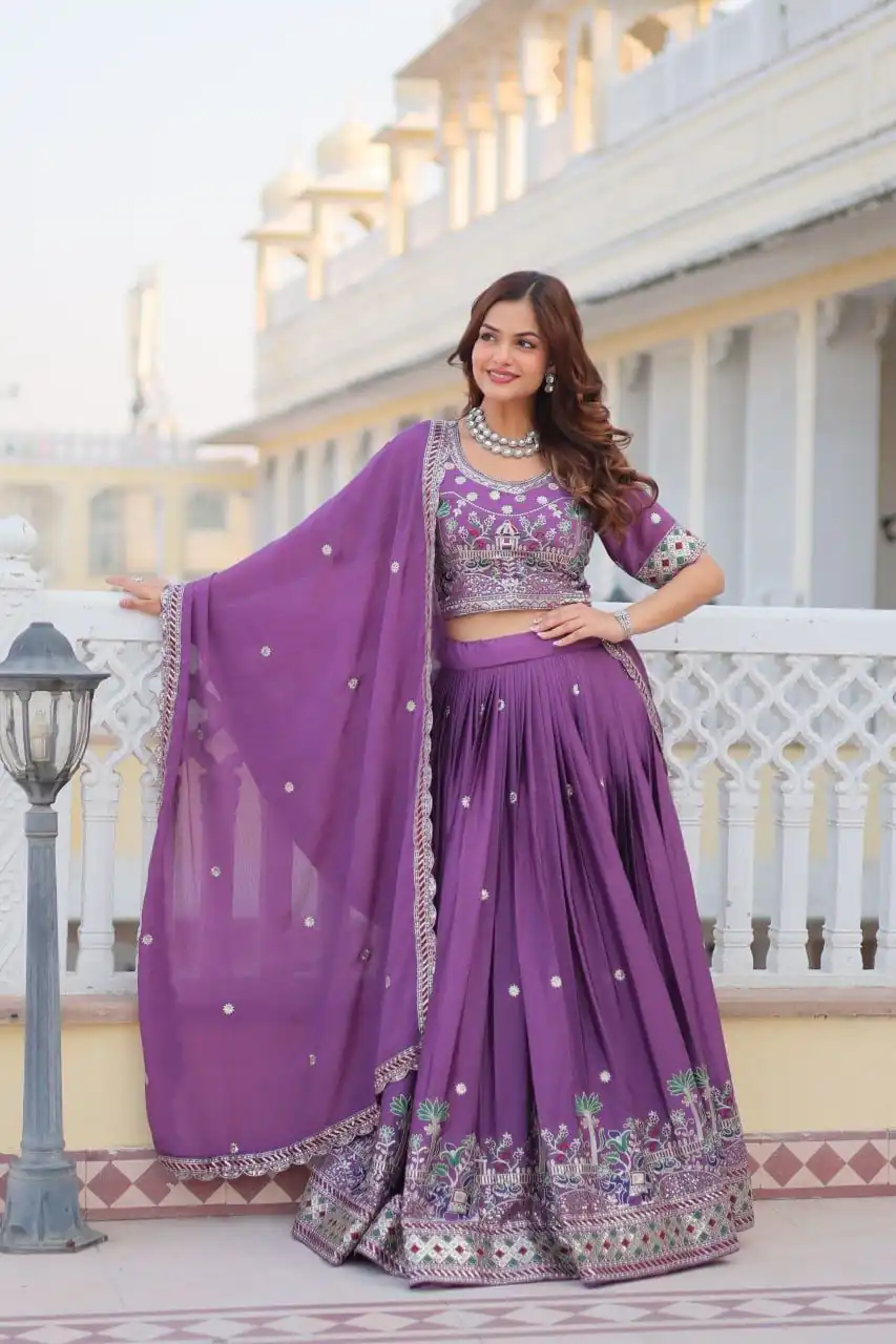 Ram 064 Purple Pure Chinon Lehenga Choli with Embroidery Work. Introductory Price ₹3049. Delivery 4-6 Working Days. Shop now. | Lehenga, Bollywood Lehenga, Creative Lehenga, Designer Lehenga, Embroidered Lehenga, Party Wear Lehenga
