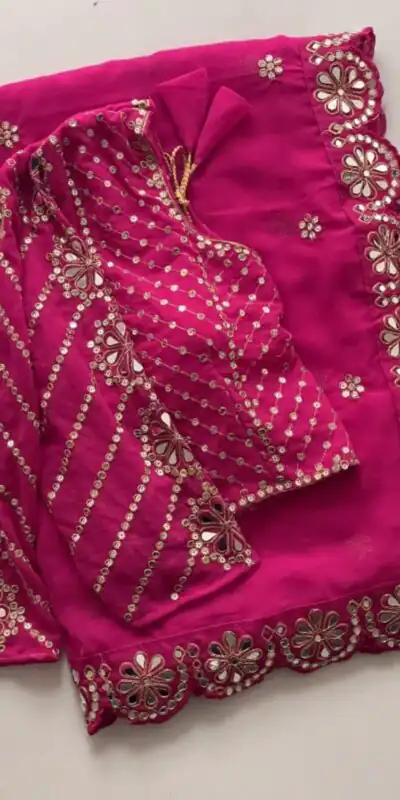 DF 3457 Rani Pink Color Georgette Sequence Original Mirror Work Saree Casual, Wedding, Festive, Events . Expected Delivery  4-6 Working Days @2099/- only                                                                                | Sarees, Bollywood Sarees, Creative Sarees, Designer Sarees, Embroidered Sarees, Ethnic Saree, Modern Digital sarees, Party Wear Sarees