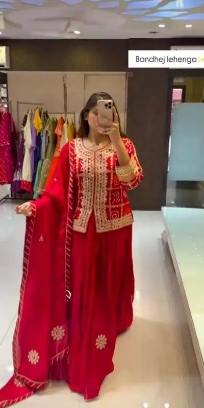 KF 1709 Red Chinon Lehenga Choli Perfect for Wedding, Party, Eid, Makar Sankranti, Reception β . Available at βΉ2099 only. Delivery 4-6 Working Days. | Lehenga, Bollywood Lehenga, Creative Lehenga, Designer Lehenga, Embroidered Lehenga, Party Wear Lehenga