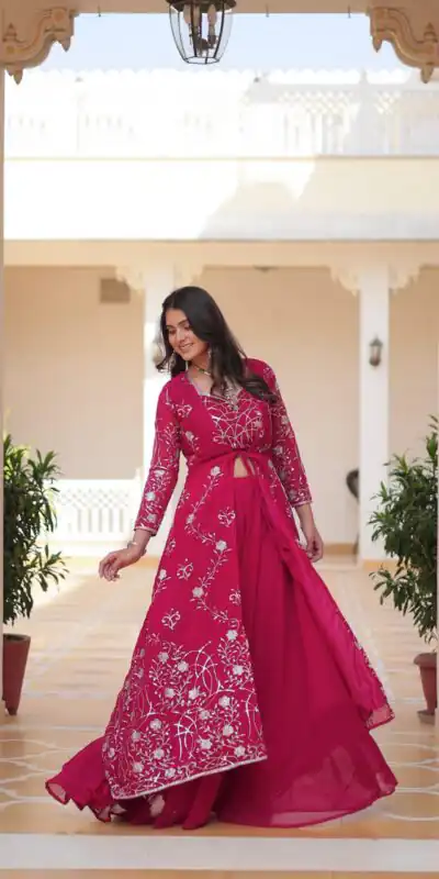 Ram 073 Red Color Fox Georgette Lehenga Choli with Embroidery Work. Festive Deal ₹2149. Delivery 4-6 Working Days. Shop now. | Lehenga, Bollywood Lehenga, Creative Lehenga, Designer Lehenga, Embroidered Lehenga, Party Wear Lehenga