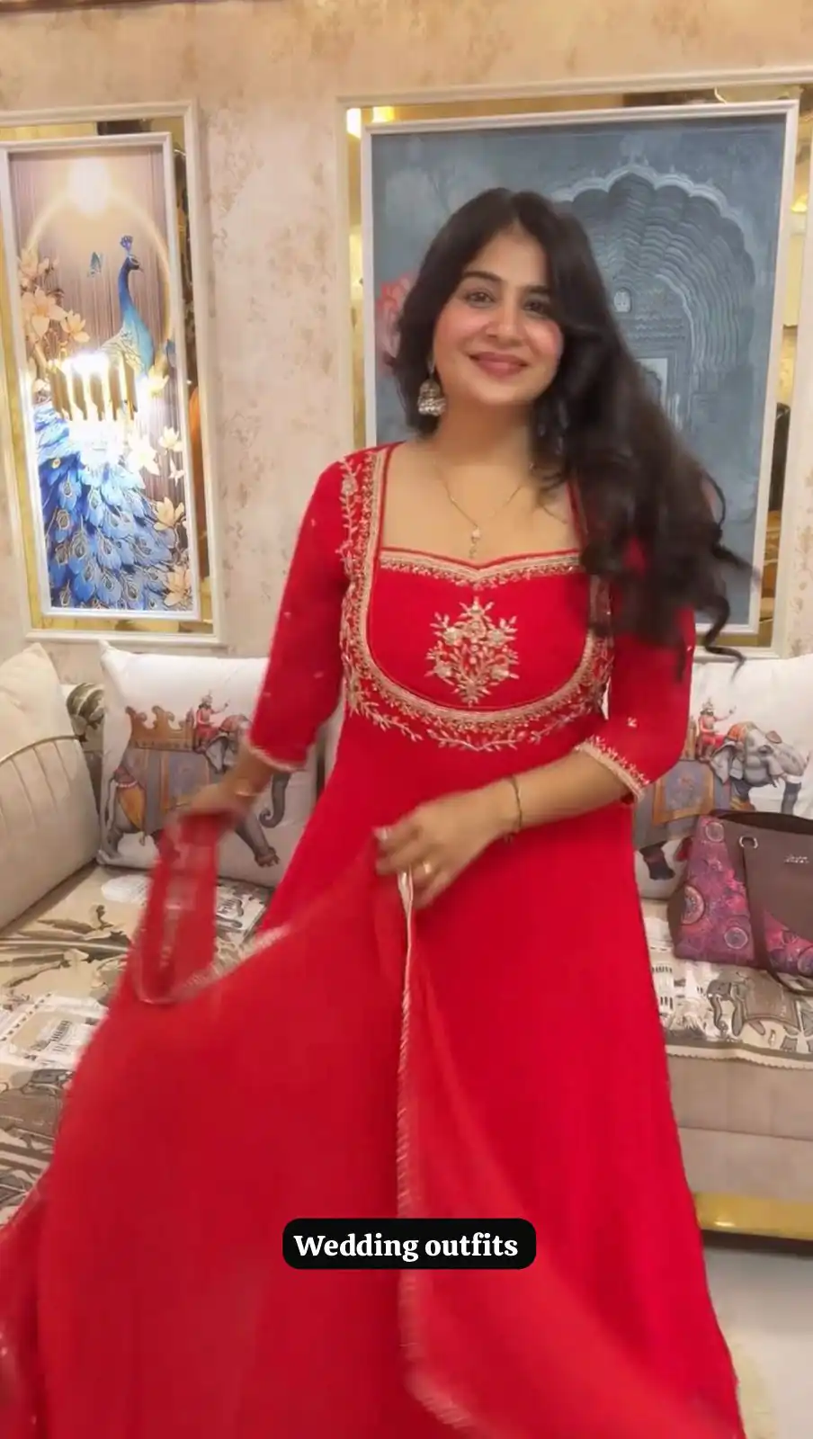 Red Georgette Lace Embroidery Work Salwar Suit - Image 3