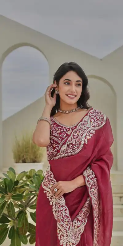 Ram 010 Red Color Silver Crunchy Saree With Embroidery Work Special Wedding, Party, Festive, Events Price ₹2149. Delivery 4-6 Working Days. Shop now. | Sarees, Bollywood Sarees, Creative Sarees, Designer Sarees, Embroidered Sarees, Ethnic Saree, Modern Digital sarees, Party Wear Sarees