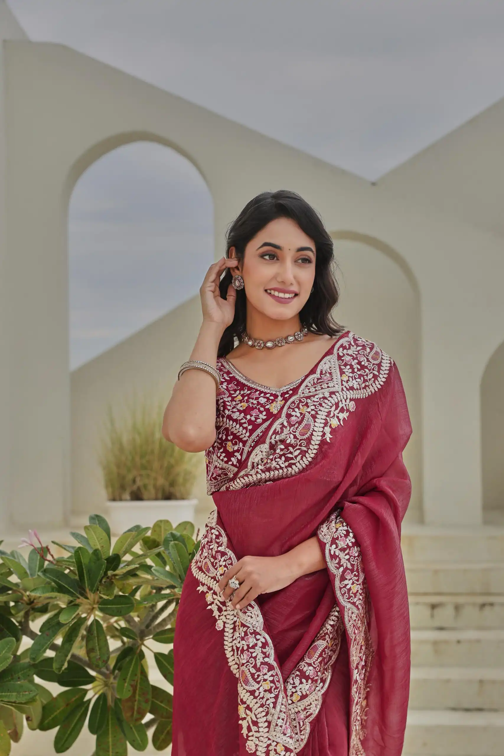 Ram 010 Red Color Silver Crunchy Saree With Embroidery Work Special Wedding, Party, Festive, Events Price ₹2149. Delivery 4-6 Working Days. Shop now. | Sarees, Bollywood Sarees, Creative Sarees, Designer Sarees, Embroidered Sarees, Ethnic Saree, Modern Digital sarees, Party Wear Sarees