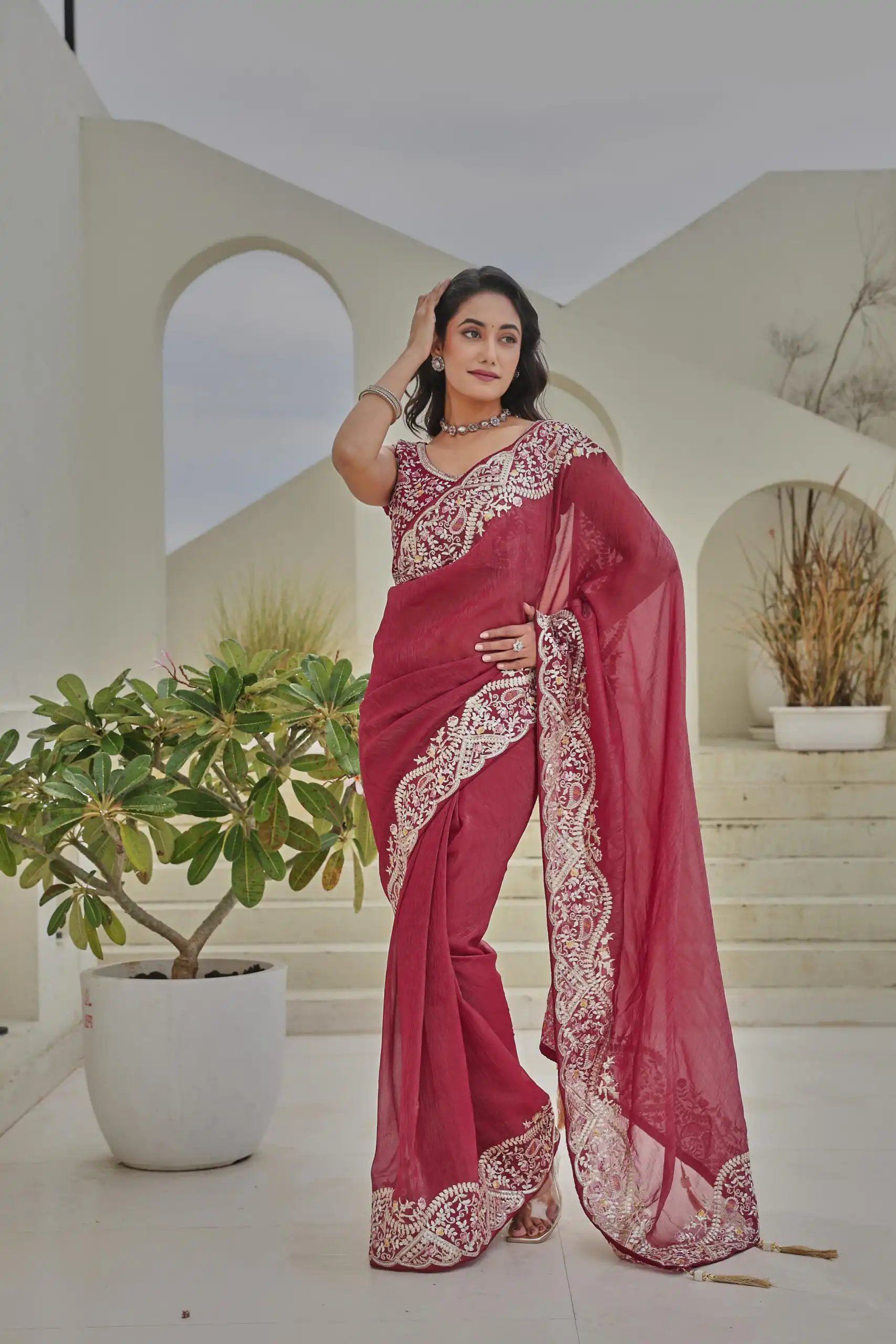 Ram 010 Red Color Silver Crunchy Saree With Embroidery Work Special Wedding, Party, Festive, Events Price ₹2149. Delivery 4-6 Working Days. Shop now. | Sarees, Bollywood Sarees, Creative Sarees, Designer Sarees, Embroidered Sarees, Ethnic Saree, Modern Digital sarees, Party Wear Sarees