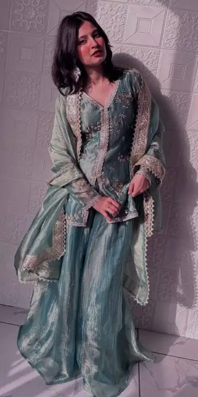 Alternative view of Sky Blue Fandy Silk Sequins Work Salwar Suit