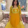 Yellow Georgette Lace Embroidery Work Salwar Suit