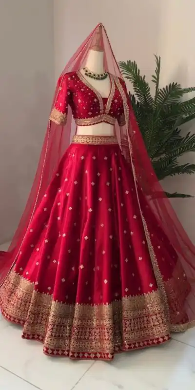 Alternative view of Red Georgette Embroidery Sequence Lehenga Choli