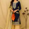 Navy Blue Georgette Heavy Embroidery Work Salwar Suit