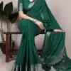 Green Chinon Zari Weaving Work Saree