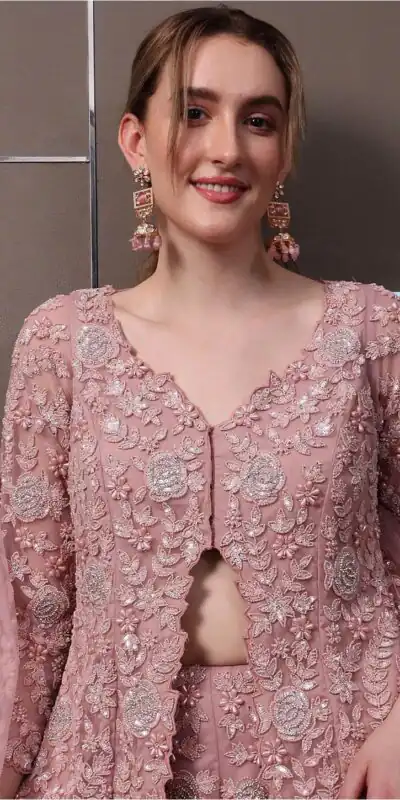 Alternative view of Light Pink Faux Georgette Lace Work Salwar Suit