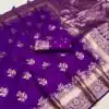 Purple Banarasi Silk Weaving Lace Zari Work Saree