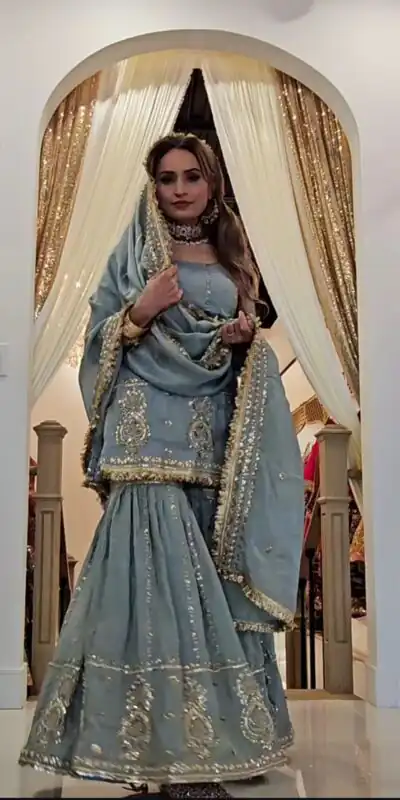 Alternative view of Grey Chinon Silk Embroidery Lace Work Salwar Suit