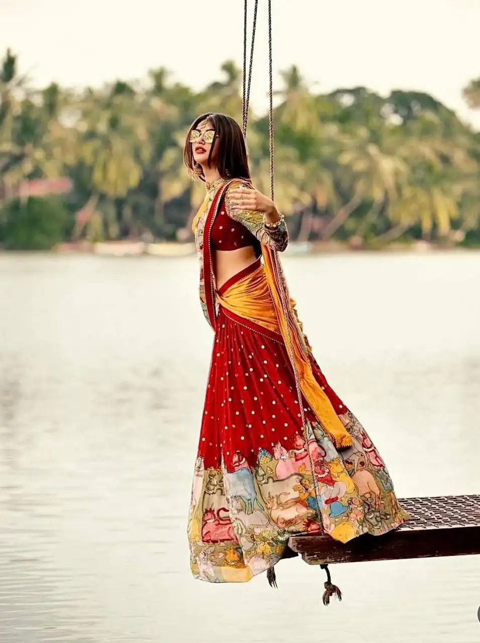 Red Fox Georgette With Embroidery Lehenga Choli - Image 2