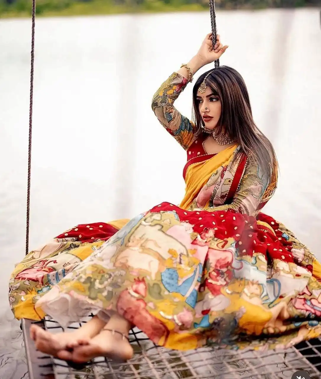 Red Fox Georgette With Embroidery Lehenga Choli - Image 3