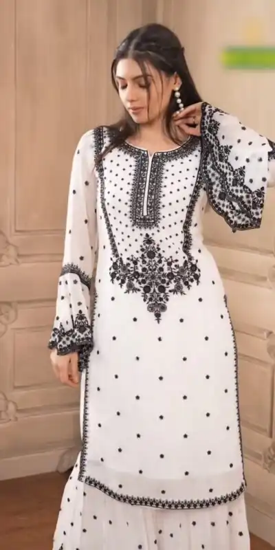 Alternative view of White Fox Georgette With Embroidery Salwar Suit