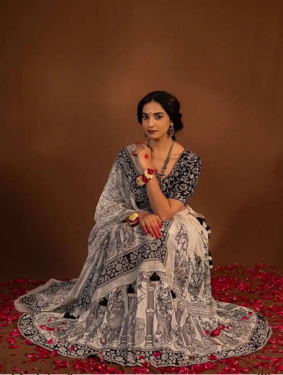 Light Peach Cotton Kalamkari Print Lehenga Choli - Image 4