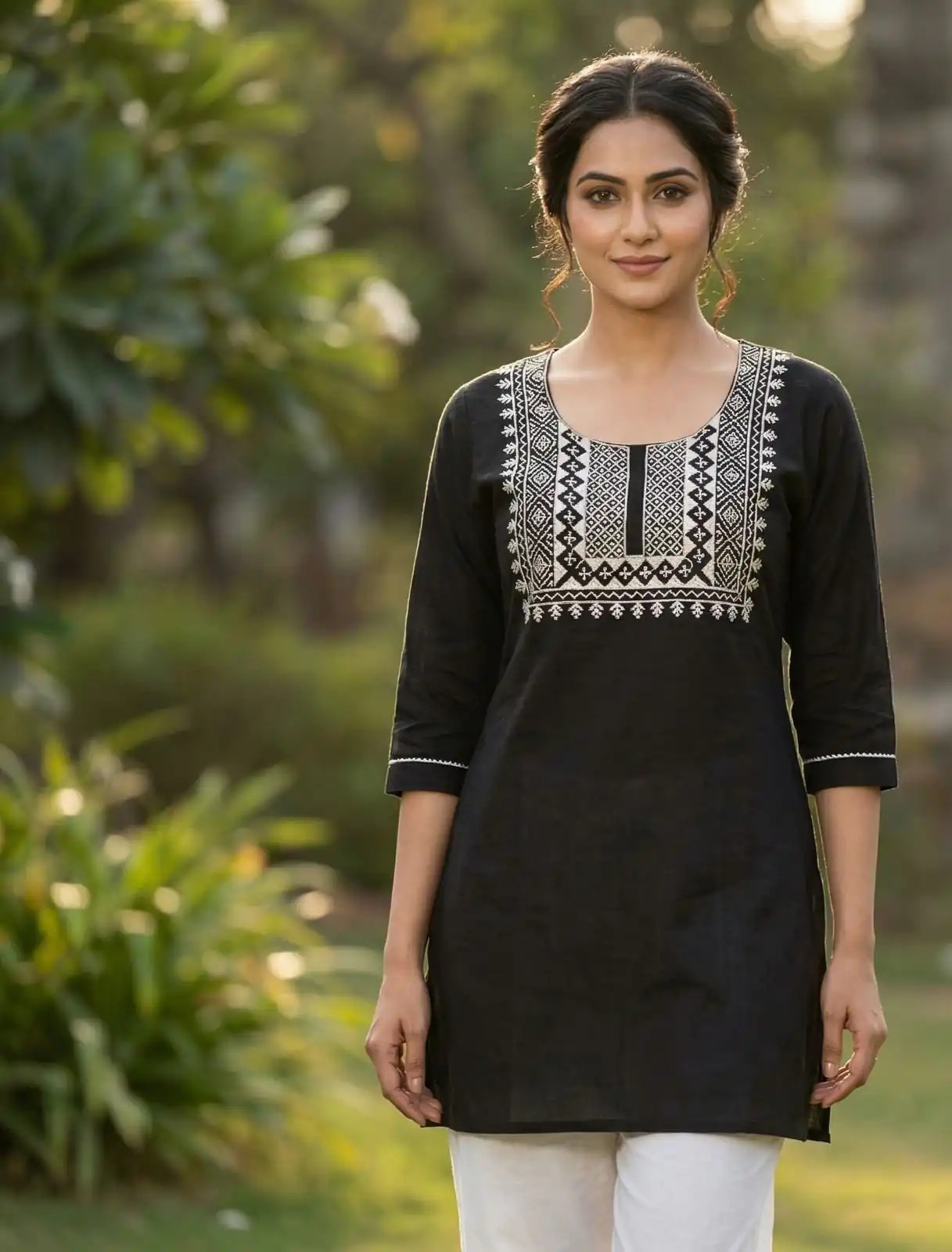 Black Rayon Thread Work  Kurti