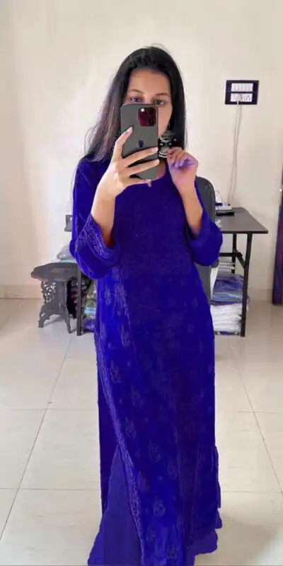 Royal Blue Georgette Embroidery Salwar Suit