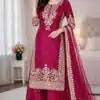 Pink Organza Silk Embroidery Work Salwar Suit