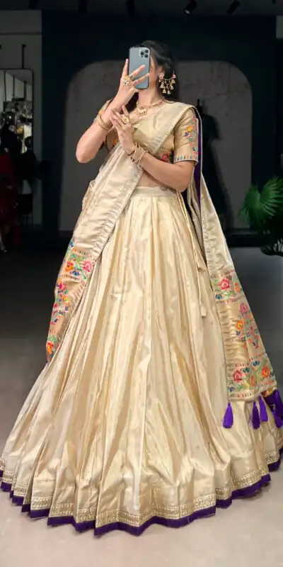 Alternative view of Purple Shimmer Zari Weaving Work Lehenga Choli