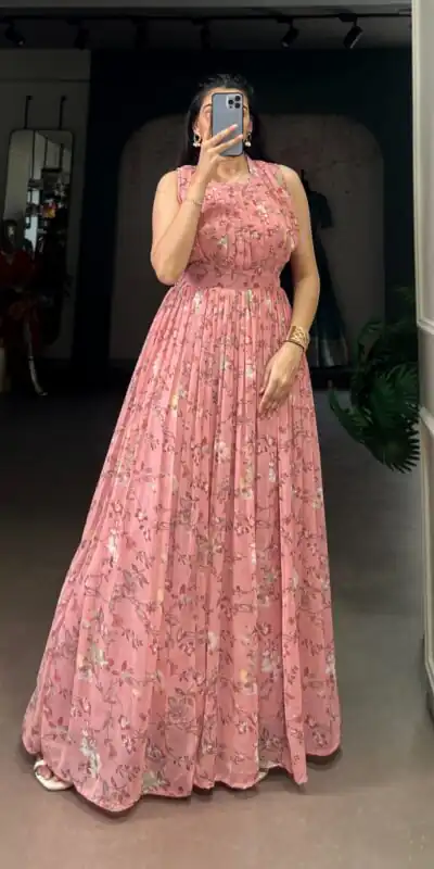 Alternative view of Pink Weightless Marbal Floral Print Gown