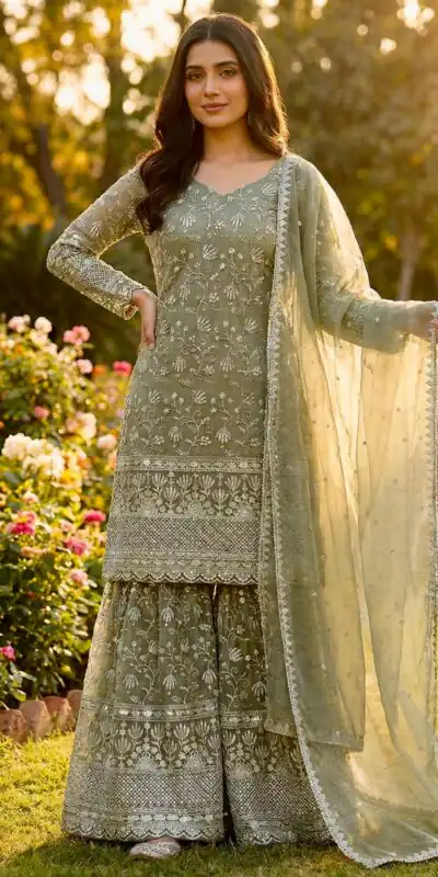 Alternative view of Mahendi Pure Organza Silk Embroidery Work Salwar Suit