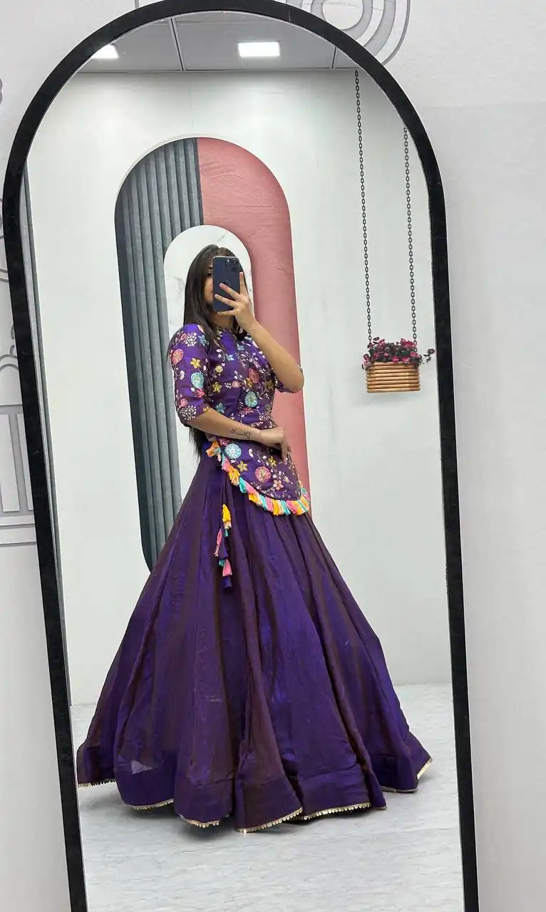 Purple Pure Fendy Thread Work Lehenga Choli - Image 5