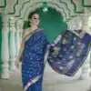 Blue Soft Lilan Slab Weaving Work Saree