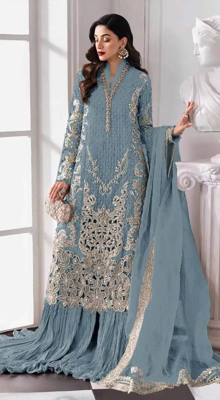 Blue Georgette Sequence Khatli Work Salwar Suit