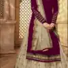Off White Satin Georgette Stone Work Salwar Suit