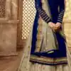 Navy Blue Satin Georgette Stone Work Salwar Suit