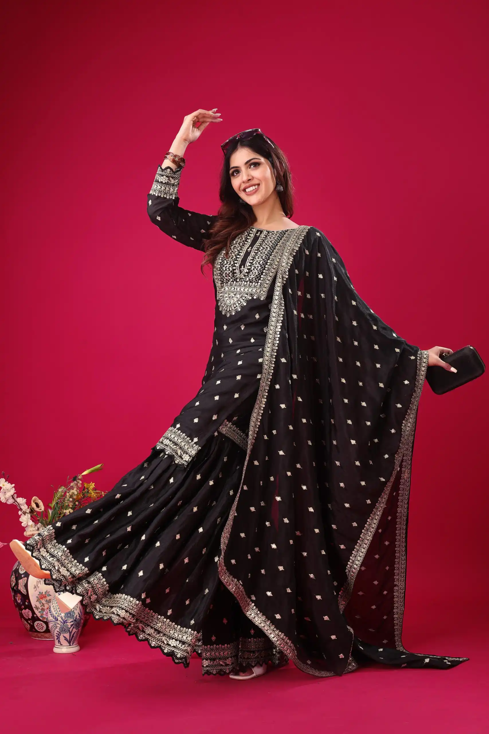 ZF 5006 Black Color Chinon Silk Sequence Work Salwar Suit Casual, Wedding, Festive, Events . Expected Delivery  4-6 Working Days @2149/- only      | Jump Suits, Salwar suit, Casual Suits, Creative suits, Designer Suits, Palazzo Suits, Party Wear Suits, Patiala Suits, Straight Suits