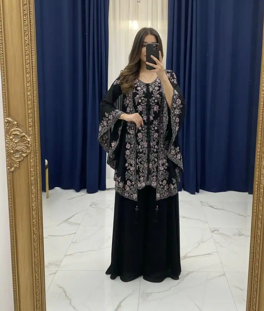 BE 406 Black in Color Faux Georgette Embroidery Work Salwar Suit . Grab it for ₹2449. Delivery 4-6 Working Days. Shop now. | Jump Suits, Tops & Bottoms, Track Suits, Salwar suit, Casual Suits, Creative suits, Designer Suits, Palazzo Suits, Party Wear Suits, Patiala Suits, Straight Suits, Trendy Wear