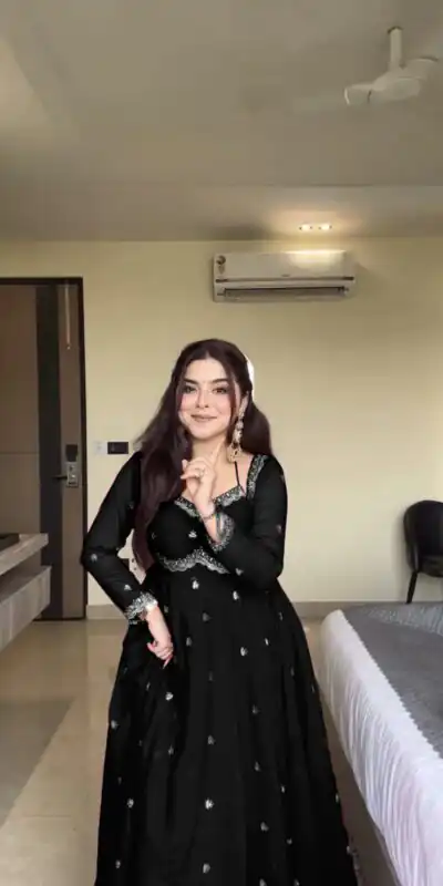 Black Georgette Sequence Gown