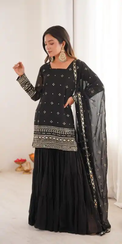 SRK 5317 Black Georgette Salwar Suit with Embroidery Work. Wedding, Party, Festive Best Price ₹2399. Delivery 4-6 Working Days. Shop now. | Jump Suits, Tops & Bottoms, Track Suits, Salwar suit, Casual Suits, Creative suits, Designer Suits, Palazzo Suits, Party Wear Suits, Patiala Suits, Straight Suits, Trendy Wear