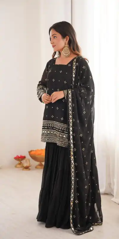 SRK 5317 Black Georgette Salwar Suit with Embroidery Work. Wedding, Party, Festive Best Price ₹2399. Delivery 4-6 Working Days. Shop now. | Jump Suits, Tops & Bottoms, Track Suits, Salwar suit, Casual Suits, Creative suits, Designer Suits, Palazzo Suits, Party Wear Suits, Patiala Suits, Straight Suits, Trendy Wear