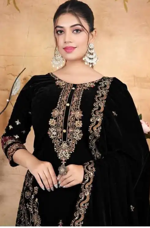 FC 1198 Black Velvet Salwar Suit with Embroidery Work & Lace Work. Festive Deal ₹2549. Delivery 4-6 Working Days. Shop now. | Jump Suits, Tops & Bottoms, Track Suits, Salwar suit, Casual Suits, Creative suits, Designer Suits, Palazzo Suits, Party Wear Suits, Patiala Suits, Straight Suits, Trendy Wear