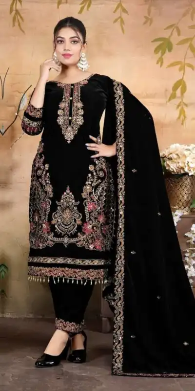 FC 1198 Black Velvet Salwar Suit with Embroidery Work & Lace Work. Festive Deal ₹2549. Delivery 4-6 Working Days. Shop now. | Jump Suits, Tops & Bottoms, Track Suits, Salwar suit, Casual Suits, Creative suits, Designer Suits, Palazzo Suits, Party Wear Suits, Patiala Suits, Straight Suits, Trendy Wear