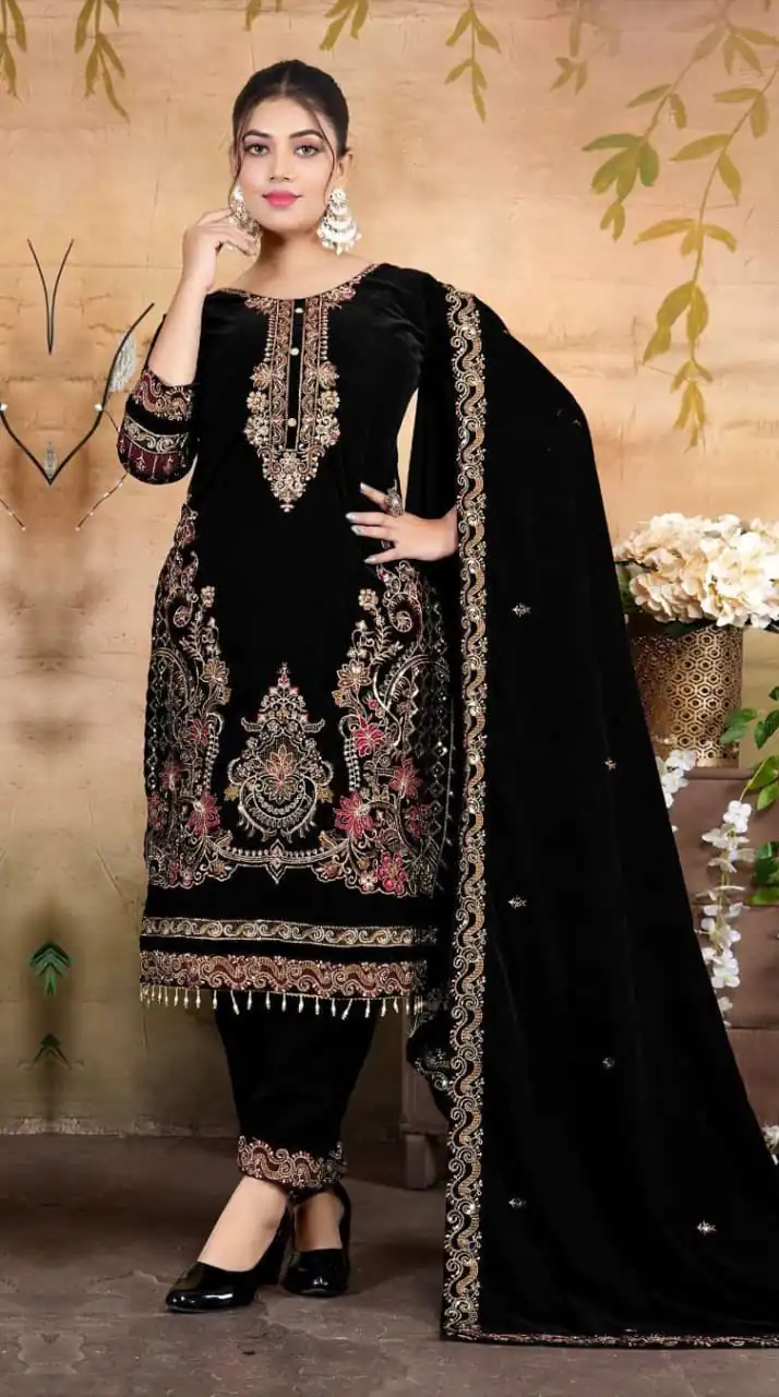 FC 1198 Black Velvet Salwar Suit with Embroidery Work & Lace Work. Festive Deal ₹2549. Delivery 4-6 Working Days. Shop now. | Jump Suits, Tops & Bottoms, Track Suits, Salwar suit, Casual Suits, Creative suits, Designer Suits, Palazzo Suits, Party Wear Suits, Patiala Suits, Straight Suits, Trendy Wear