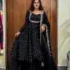 Black Vichitra Silk Zari Embroidery Work Salwar Suit
