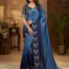 MS 461 Blue Chinnon Saree Perfect for Wedding, Party, Traditional Day, Haldi, Housewarming – . Exclusive Offer ₹1649. Delivery 4-6 Working Days. Shop now | Sarees, Bollywood Sarees, Creative Sarees, Designer Sarees, Embroidered Sarees, Ethnic Saree, Modern Digital sarees, Party Wear Sarees