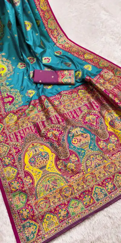 MB 56 Blue in Color Paithani Silk Lace Border & Lace Work Saree . Special Price ₹2399. Delivery 4-6 Working Days. Shop now. | Sarees, Bollywood Sarees, Creative Sarees, Designer Sarees, Embroidered Sarees, Ethnic Saree, Modern Digital sarees, Party Wear Sarees